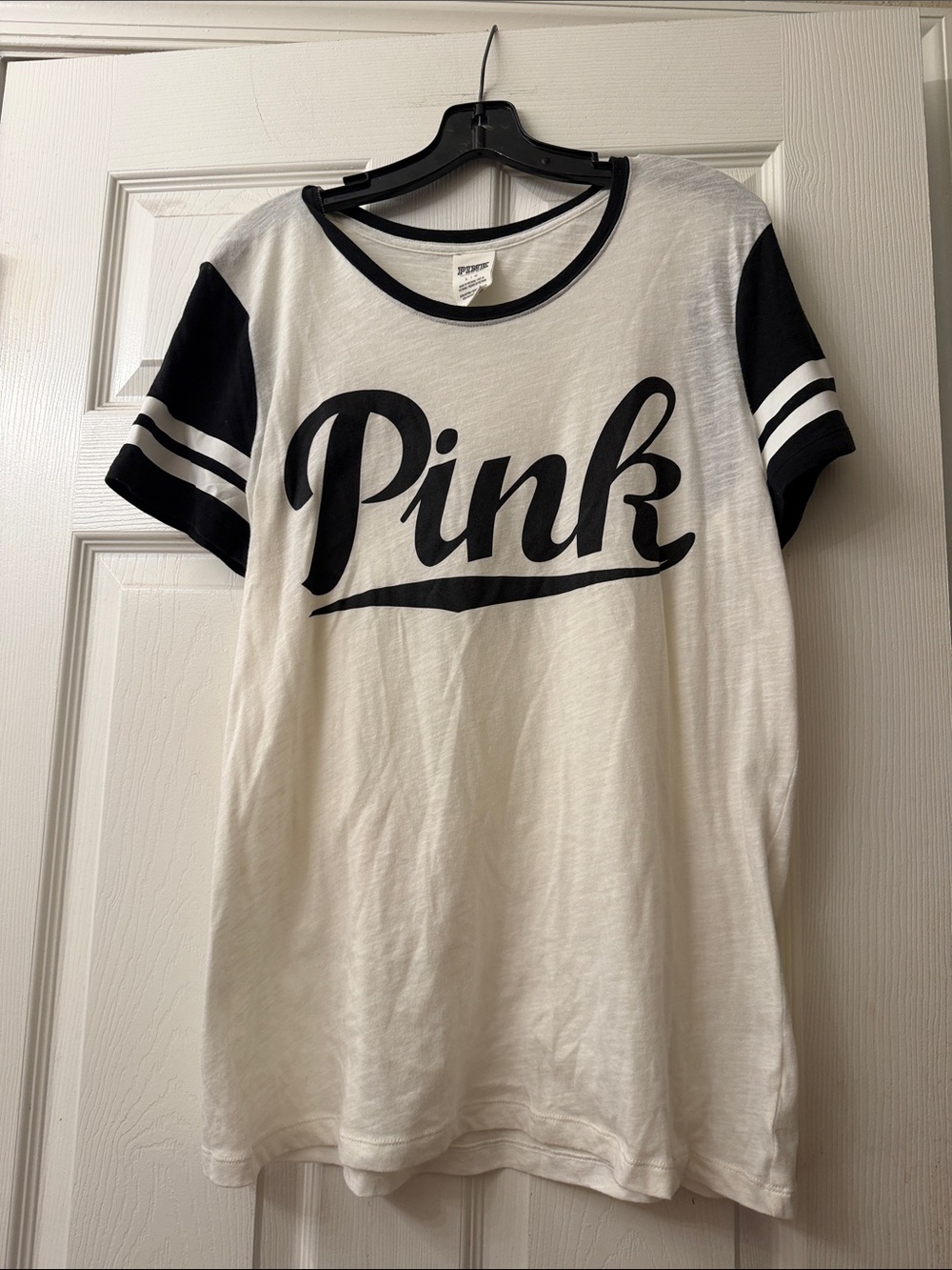 PINK Victoria's Secret White Tee with Black Trim